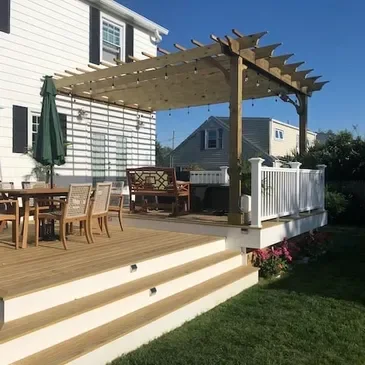 Pergola project over a residential deck